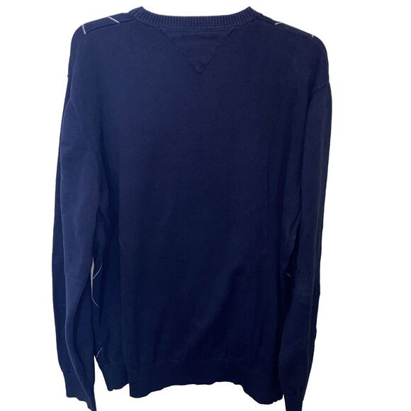 Tommy Hilfiger Men Cotton Long Sleeve V Neck Navy Blue Argyle Sweater Size XL - Picture 3 of 3